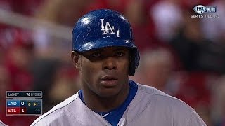 Puig snaps strikeout streak with triple