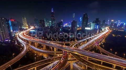 night light traffic interchange road 4k time lapse from shanghai city 4jbzb1vfgx