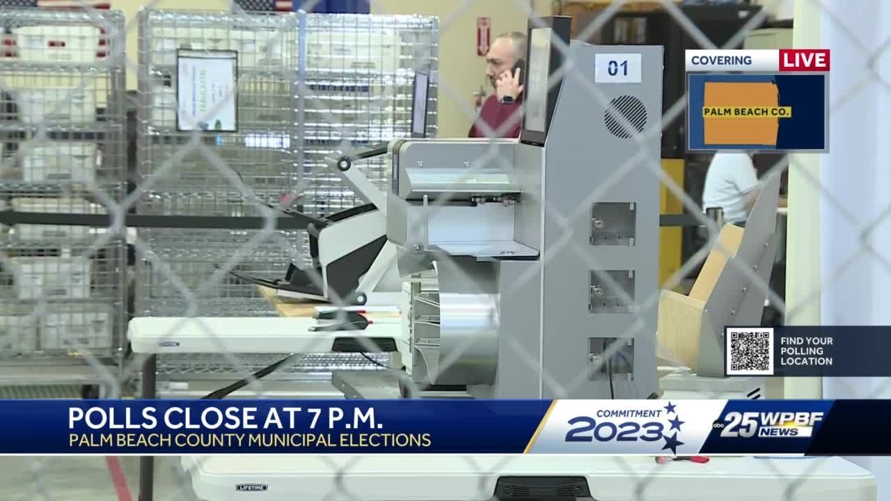 Palm Beach County Municipal Elections check-in before polls close - YouTube