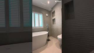 Luxury Spa-Like Bathroom Renovation Freestanding Bath, Granite Basin Mediterranean Tiles