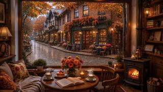 Peaceful Autumn Hideaway 🍂 Soft Jazz Piano, Rainy Window & Crackling Fireplace for Focus screenshot 5