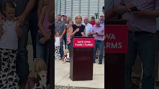 Ashley Hinson her support for federal ag policy during a campaign event in Marshalltown