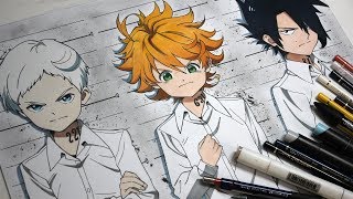 Drawing Norman, Emma, and Ray From The Promised Neverland