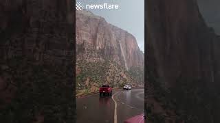 Rain River Flows Off Mountain Range