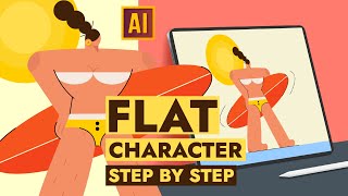 HOW TO DRAW A SPORTY GIRL FLAT CHARACTER | NO SKETCH. NO PHOTO. ADOBE ILLUSTRATOR TUTORIAL.