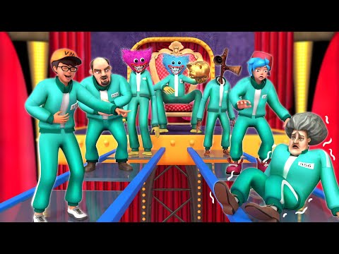 Squid Game 2 vs Scary Teacher | Extreme Glass Bridge Challenge Under Huggy Wuggy’s Watch!