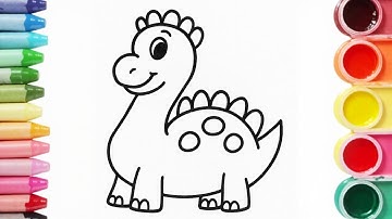 Dinosaur Drawing and Coloring for Kids and Toddlers | Learn How to Draw Animals