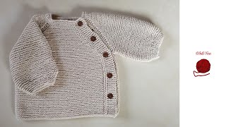Babyjacke Gr. 62/68 stricken mit seitlicher Knopfleiste, Schritt für Schritt, siehe auch Infobox