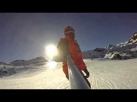 Amateur snowboarding session in Portalet, Formigal, Spain.