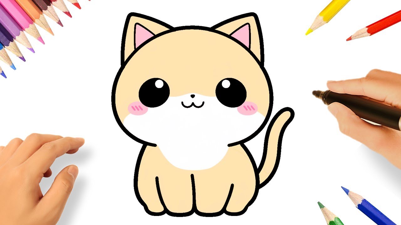 COMO DESENHAR UM GATINHO FOFO KAWAII FÁCIL 😻❤️ 