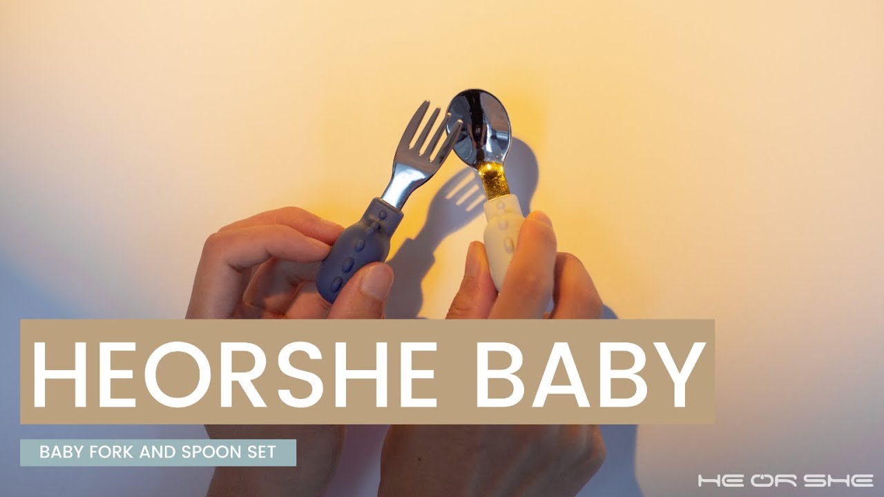 He or She: Baby Fork & Spoon Set - Pink