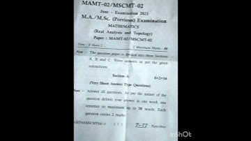 vmou previous year paper june2023 exam mscmt-02 #vmou #viral #shorts #msc #math #important #topology
