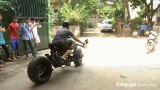 Batman fan builds his own Batpod motorbike in Vietnam