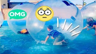 Fun In Giant Bubble Ball Walking On Water In A Swimming Pool