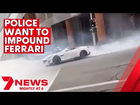 Ferrari driver performs burnouts in Sydney's CBD | 7NEWS