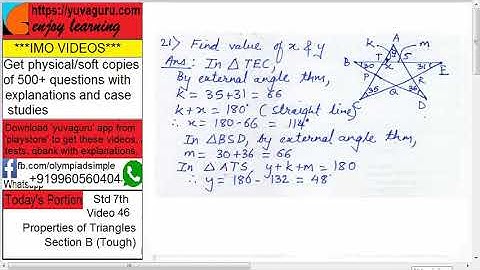 46 IMO Int Math Olympiad Video Std 7 Properties of Triangle freeVideo2 by Vishal Mantri+919960560404