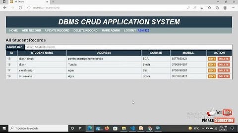 DBMS CRUD Application System Project: Search Bar Tutorial 10!