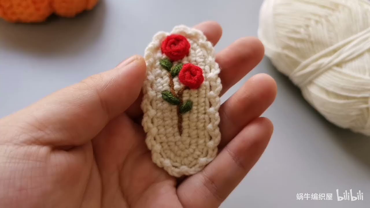 钩针+刺绣｜复古玫瑰发夹教学