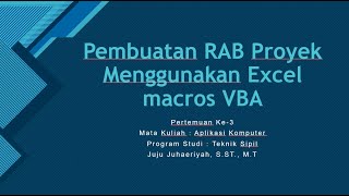 Membuat RAB Proyek menggunakan Excel Macros VBA - Part 2 - Membuat Form AHSP