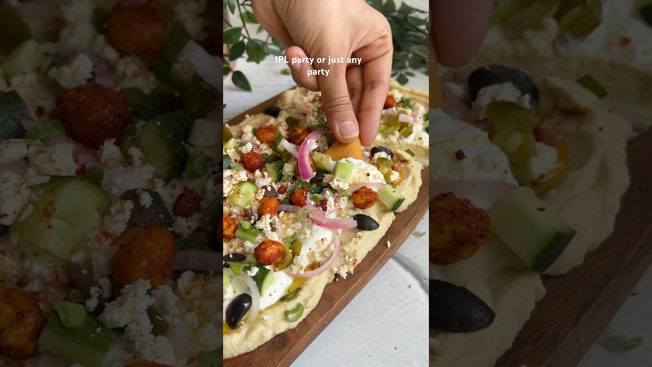 Hummus and labneh party board | hummus recipe | party snacks