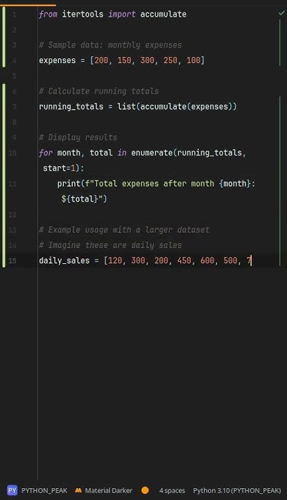 How to use itertools.accumulate for running totals? Unlock Running ...