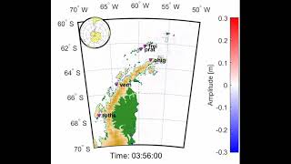 Simulación tsunami sismo Antártica 23 de enero, 2021, magnitud Richter 7.1