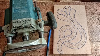 "Wood Carving Snake Design"