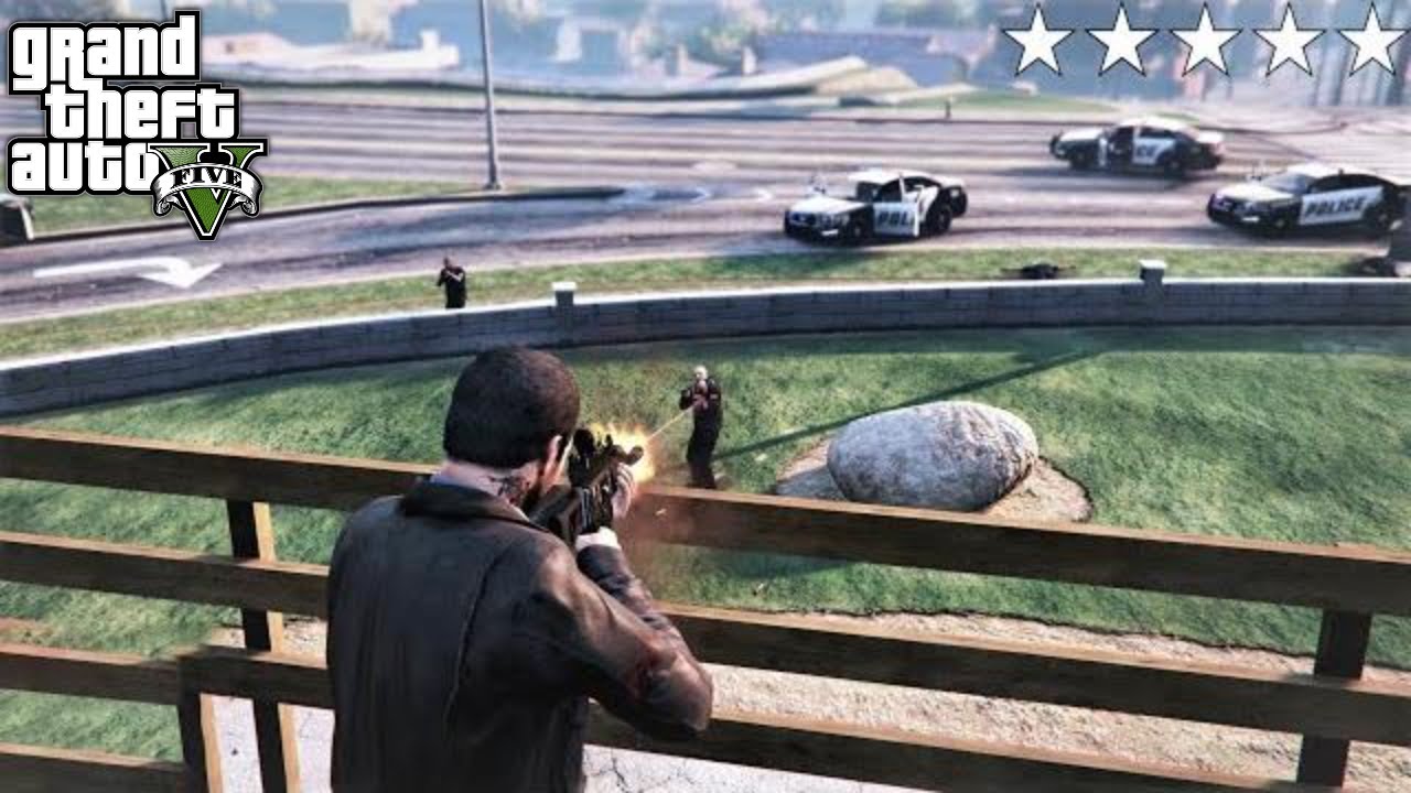 GTA 5 - Michael's FIVE STAR COP BATTLE At The SKATE PARK! (GTA V Funny ...
