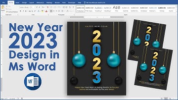 New Year 2023 Design in Ms Word || New Year Wishes Card Design in Ms Word