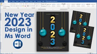 New Year 2023 Design in Ms Word || New Year Wishes Card Design in Ms Word screenshot 4