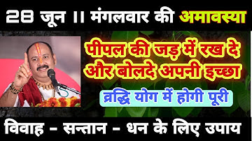 29 जून आज मंगलवार की अमावस्या पर पीपल की जड़ में डाले 1 चीज ओर बोले इच्छा होगी पूरी Pradeep ji mishra