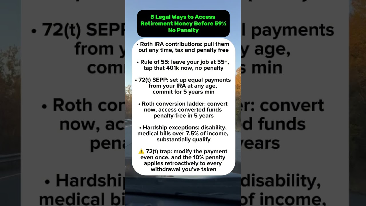 5 Legal Ways to Access Retirement Money Before 59½ #retirementplanning #personalfinance #investing