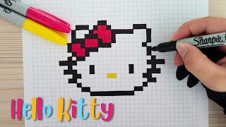 Como dibujar a HELLO KITTY en PIXEL ART – Tutorial paso a paso #pixelart #hellokitty #arte #art
