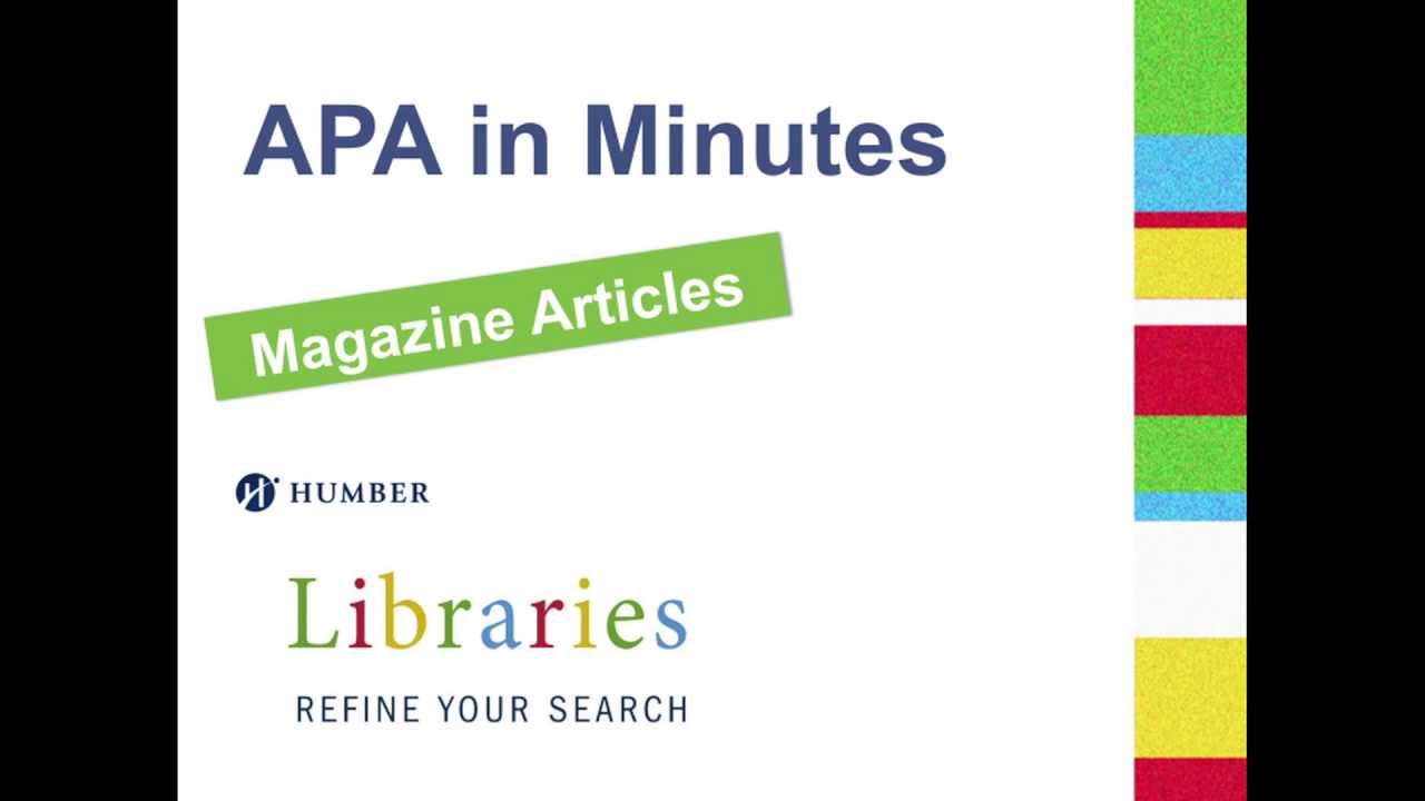 APA 6th in Minutes: Magazine Articles