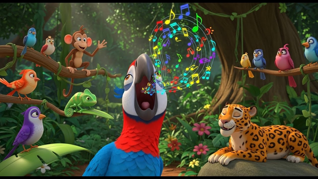 The Rainbow Parrot Who Loved to Sing | Kids’ Song About Animals, Colors, and Music