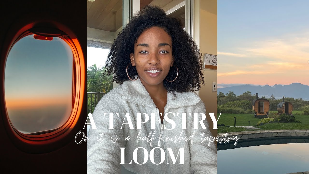 Aquarius Sun 28 Degrees: A tapestry Loom. On it is a half-finished tapestry.