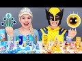 青い食べ物 VS 黄色い食べ物チャレンジ | ASMRモッパンゼリーキャンディーデザートエルサVSウルヴァリン