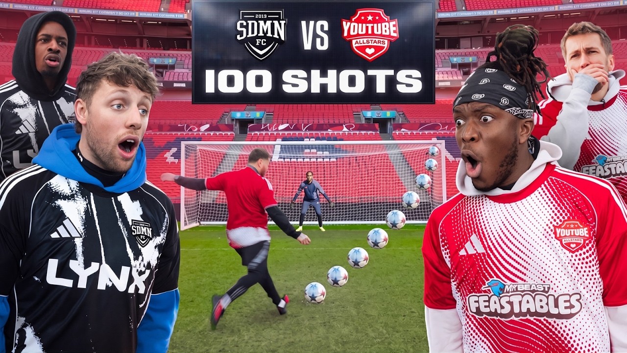 SIDEMEN VS YOUTUBE ALLSTARS TOOK 100 SHOTS AND SCORED ____