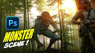 Monster chase in Photoshop  !