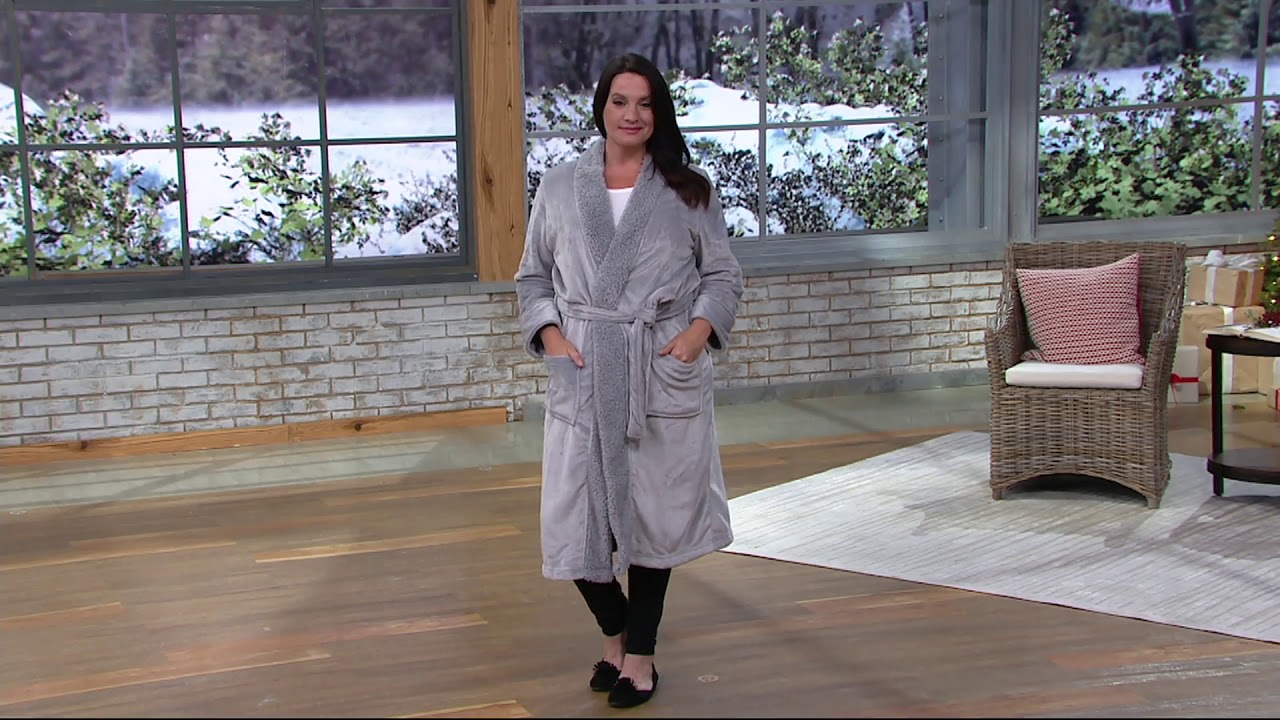 Velvet Soft Full Length Robe with Sherpa Collar by Berkshire on QVC
