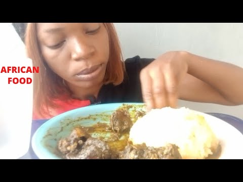 African Food Mukbang Bitterleaf soup and EBA/ Speed eating. - YouTube