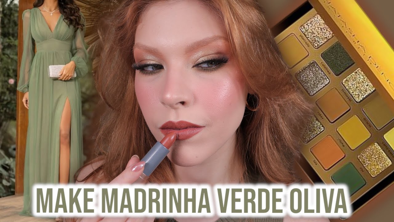 MAKE GLAM PARA MADRINHAS VESTIDO VERDE OLIVA! - YouTube
