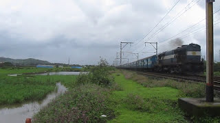 INDIAN RAILWAYS: 16351 CSTM - NCJ Express via Tirupati hauled by ED WDM3A at Shelu Outer!!