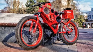 В 16 лет собрал громкий БАЙК - реакции людей на громкий велосипед с автозвуком!