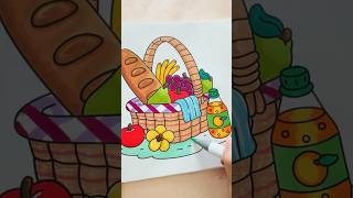 Cozy picnic coloring 🥖☀️#satisfying #coloring #colorwithme