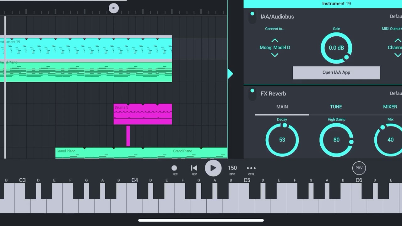 Testing out IAA/Audiobus with Moog Model D
