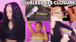 SUPER EASY NO BRAIDS &amp; GLUELESS 5X5 HD CLOSURE WIG INSTALL FT. NADULA HAIR