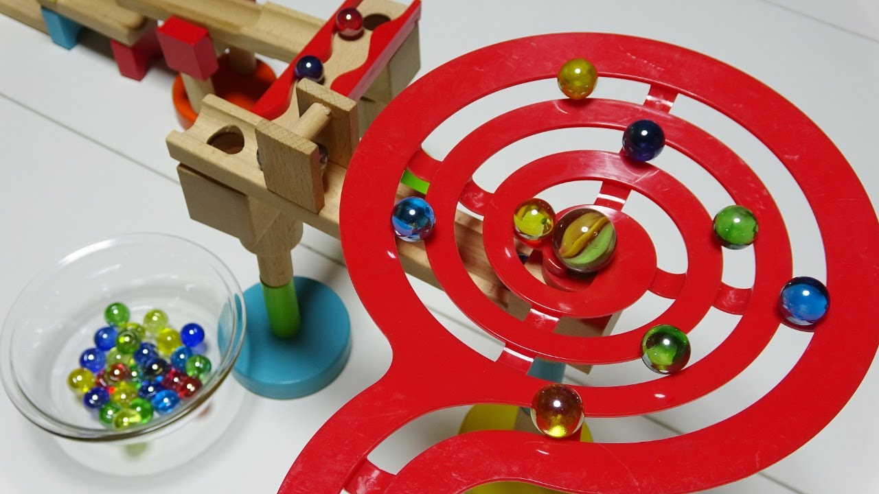 Marble Run Race ASMR ☆ Wooden Red Swirl Course YouTube