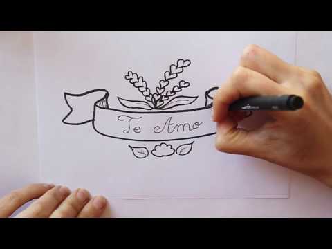 Cómo dibujar Letrero con TE AMO (2) Dibuja Conmigo Dibujos de Amor