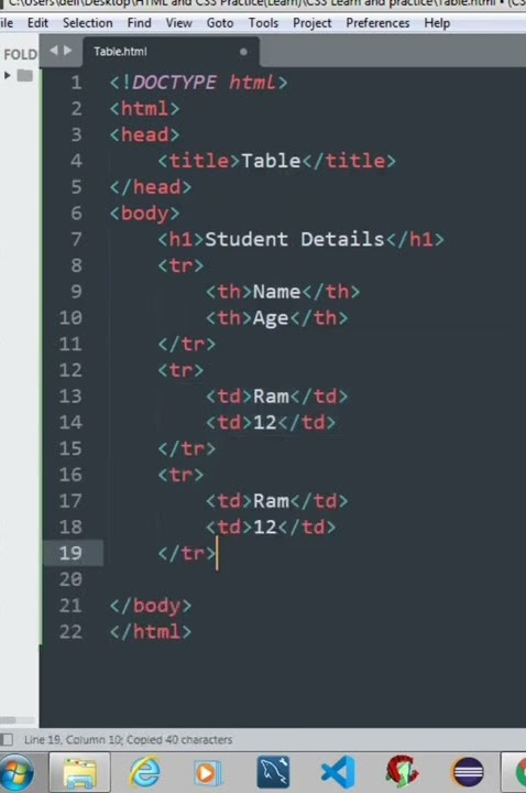 How do you create a table in HTML?To create table in HTML,